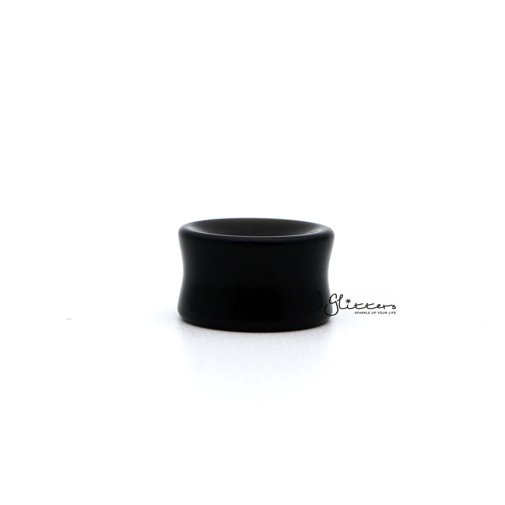 Obsidian Natural Stone Saddle Double Flared Ear Tunnels-Body Piercing Jewellery, Plug, Tunnel-TL0042_1000-02-Glitters