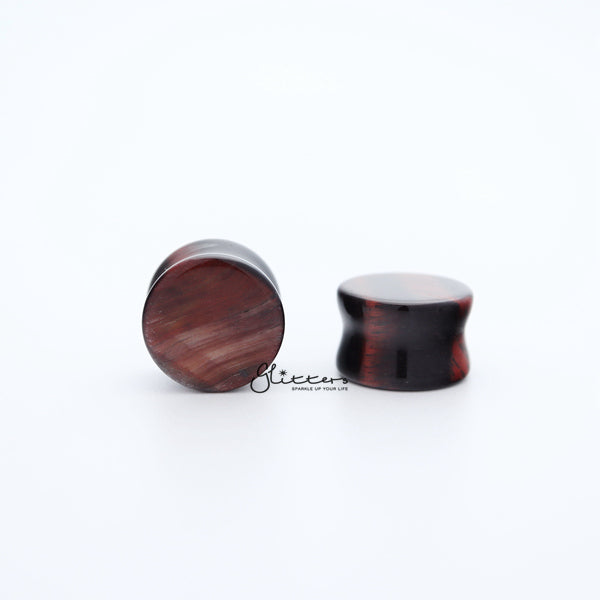 Natural Organic Red Tiger Eye Stone Double Flared Saddle Tunnel-Body Piercing Jewellery, Plug, Tunnel-TL0053-Glitters