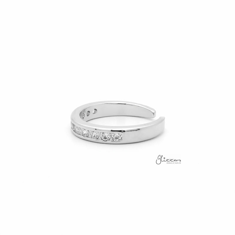 3mm CZ Paved Band Toe Ring - Silver-Cubic Zirconia, Jewellery, Toe Ring, Women's Jewellery-TOR0010-S2_800-Glitters