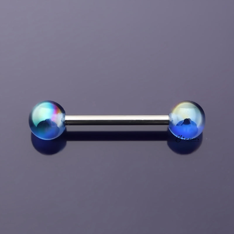 Metallic Aurora Borealis Coating Balls Tongue Barbell - Blue-Body Piercing Jewellery, Tongue Bar-TR0001-BLUE-1_800-Glitters