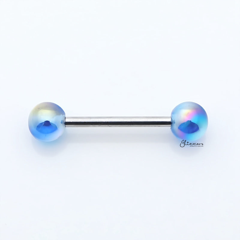 Metallic Aurora Borealis Coating Balls Tongue Barbell - Blue-Body Piercing Jewellery, Tongue Bar-TR0001-BLUE-800-Glitters