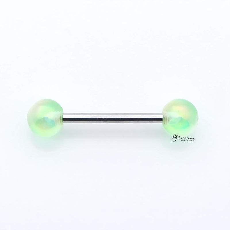 Metallic Aurora Borealis Coating Balls Tongue Barbell - Green-Body Piercing Jewellery, Tongue Bar-TR0001-GREEN_800-Glitters