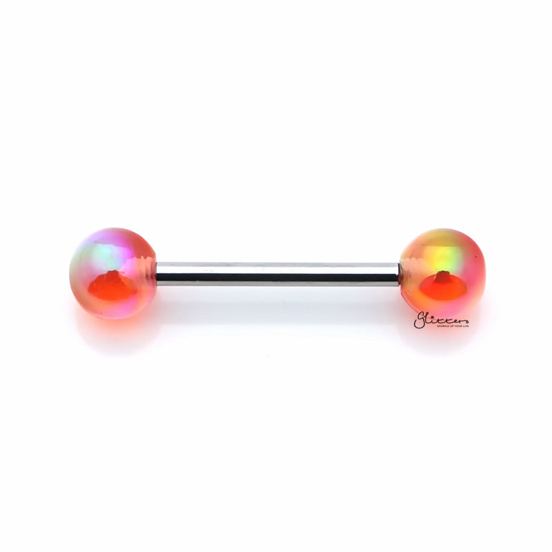 Metallic Aurora Borealis Coating Balls Tongue Barbell - Rainbow-Body Piercing Jewellery, Tongue Bar-TR0001-PINK_800-Glitters