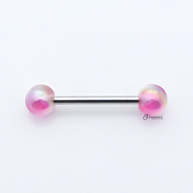 Metallic Aurora Borealis Coating Balls Tongue Barbell - Pink-Body Piercing Jewellery, Tongue Bar-TR0001-PURPLE_800-Glitters