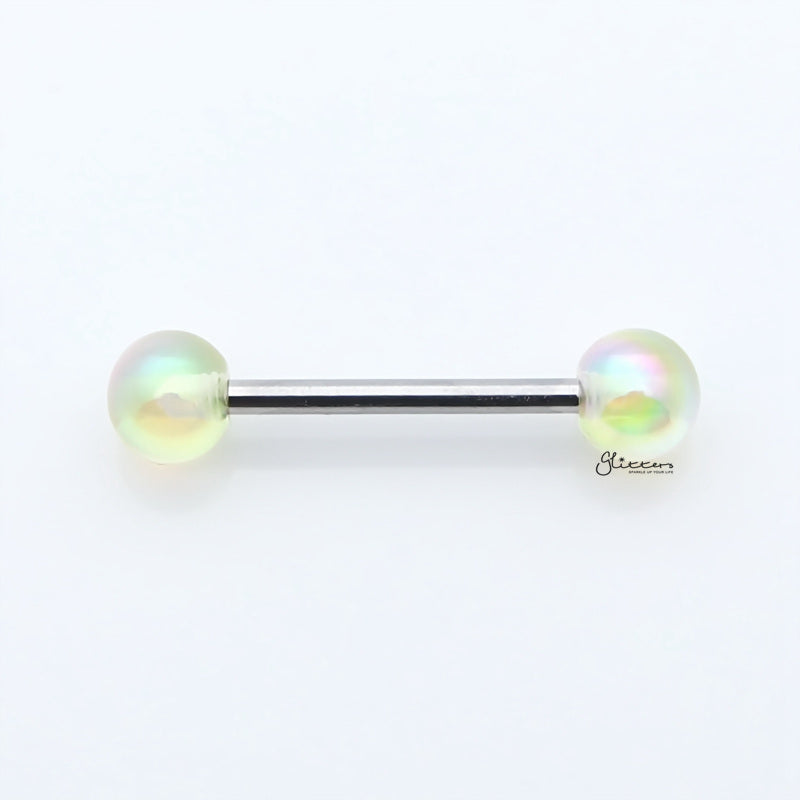Metallic Aurora Borealis Coating Balls Tongue Barbell - Light Green-Body Piercing Jewellery, Tongue Bar-TR0001-WT_800-Glitters