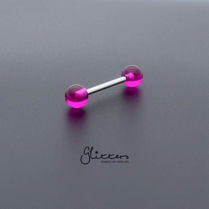 Purple Acrylic Ball with Surgical Steel Tongue Barbell-Body Piercing Jewellery, Tongue Bar-TR0001-_Plain_ball_2-Glitters
