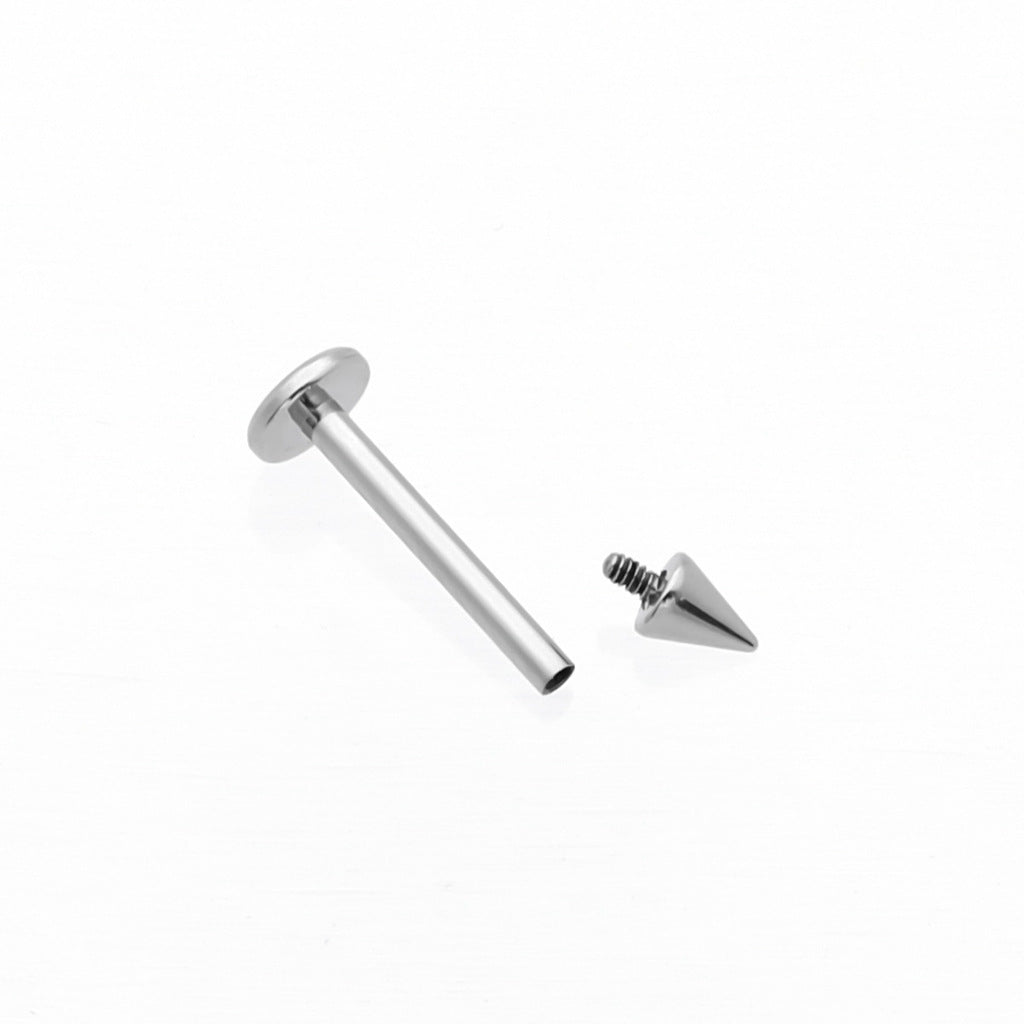 Titanium Labret Studs with Internally Threaded Spike-Body Piercing Jewellery, Conch Earrings, G23 Titanium, Labret, Monroe, New, Tragus-Tlb0001-3s_1-Glitters