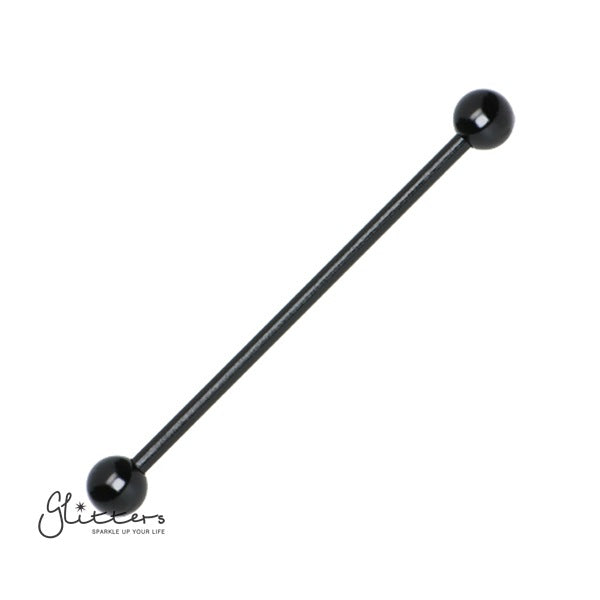 Black Titanium Ion Plated over Surgical Steel Balls Industrial Barbells-Body Piercing Jewellery, Industrial Barbell-balls-k-0-Glitters