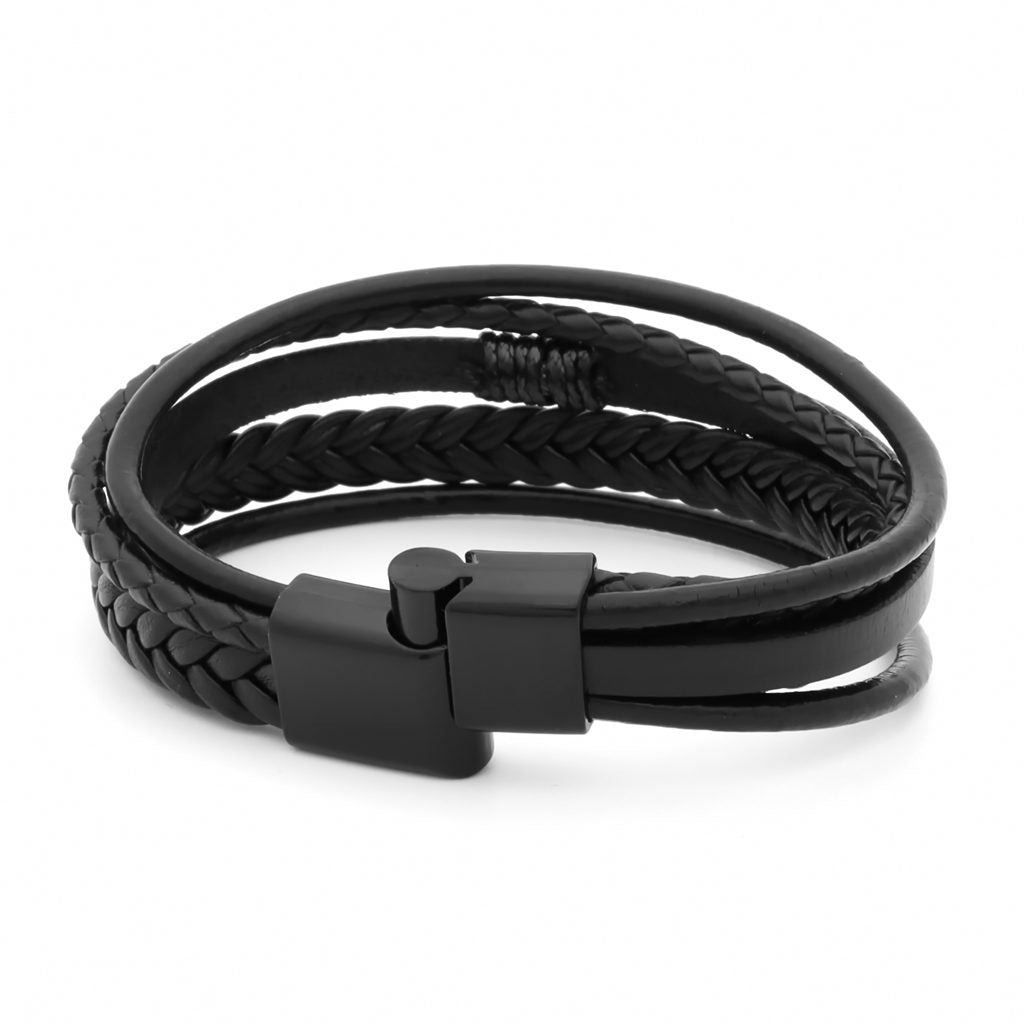 Multilayer Braided Black Leather Bracelet With Magnetic Clasp-Bracelets, Jewellery, leather bracelet, Men's Bracelet, Men's Jewellery-bcl0217-4_1-Glitters