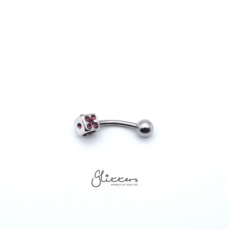 14 Gauge Surgical Steel Dice Belly Button Rings - Red | Aqua | Purple-Belly Ring, Body Piercing Jewellery-bj0013-3-Glitters
