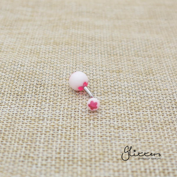 14 Gauge Acrylic Flower Balls Belly Button Ring - Hot Pink-Belly Ring, Body Piercing Jewellery, Sale-bj0062-Flower15-Glitters