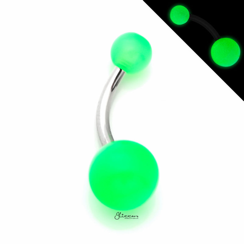 Glow In The Dark Balls Belly Button Ring - Dark Green-Belly Ring, Body Piercing Jewellery-bj0062-gid-dg-01_800-Glitters