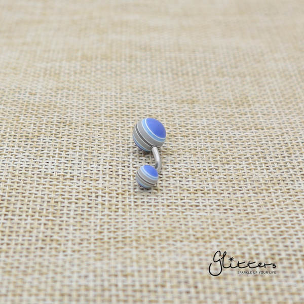 14 Gauge Acrylic Multi Color Strips Balls Belly Button Ring - Blue-Belly Ring, Body Piercing Jewellery, Sale-bj0062-strip48-Glitters