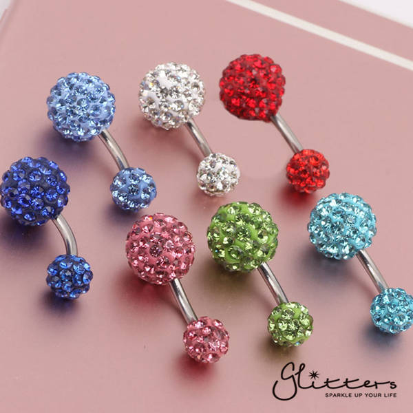 Crystal Cluster Ferido Double Disco Ball Navel Belly Button Ring-Aurora Borealis-Belly Ring, Body Piercing Jewellery-bj0204-w_455d62e7-a4a2-47c7-b680-923e16497824-Glitters