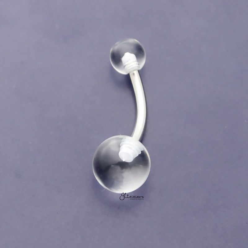 Acrylic Balls Belly Button Navel Ring - Clear-Belly Ring, Body Piercing Jewellery-bj0331-c-Glitters