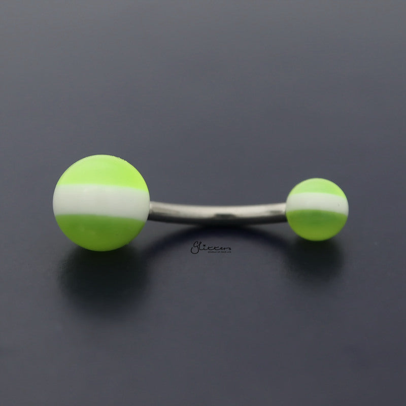 Acrylic Balls Belly Button Navel Ring - Green-Belly Ring, Body Piercing Jewellery-bj0333-g-Glitters