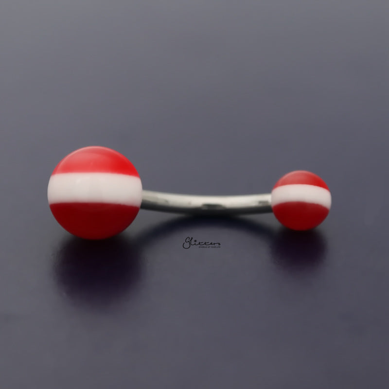 Acrylic Balls Belly Button Navel Ring - Red-Belly Ring, Body Piercing Jewellery-bj0333-r-Glitters