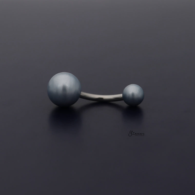 Pearlish Coat Acrylic Balls Belly Button Navel Ring - Light Blue-Belly Ring, Body Piercing Jewellery-bj0338-LB_800-Glitters
