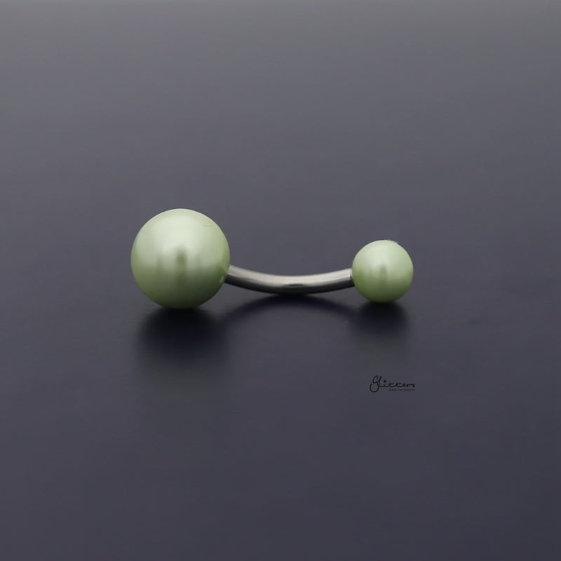 Pearlish Coat Acrylic Balls Belly Button Navel Ring - Green-Belly Ring, Body Piercing Jewellery-bj0338-LG_800-Glitters