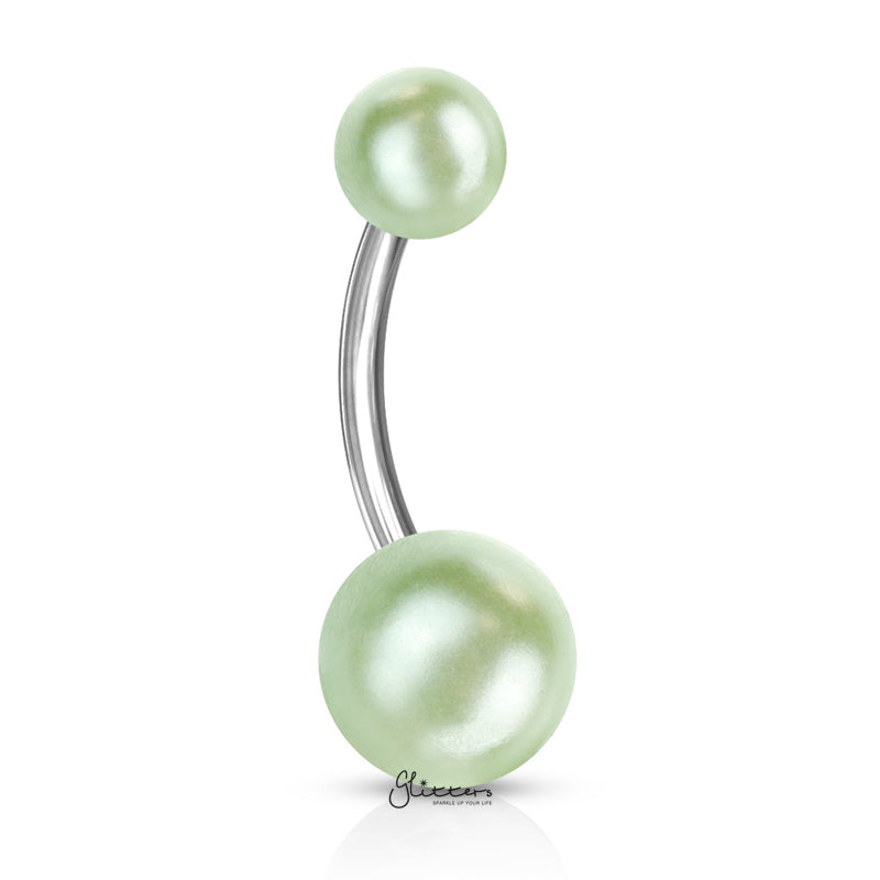Pearlish Coat Acrylic Balls Belly Button Navel Ring - Green-Belly Ring, Body Piercing Jewellery-bj0338_2-Glitters