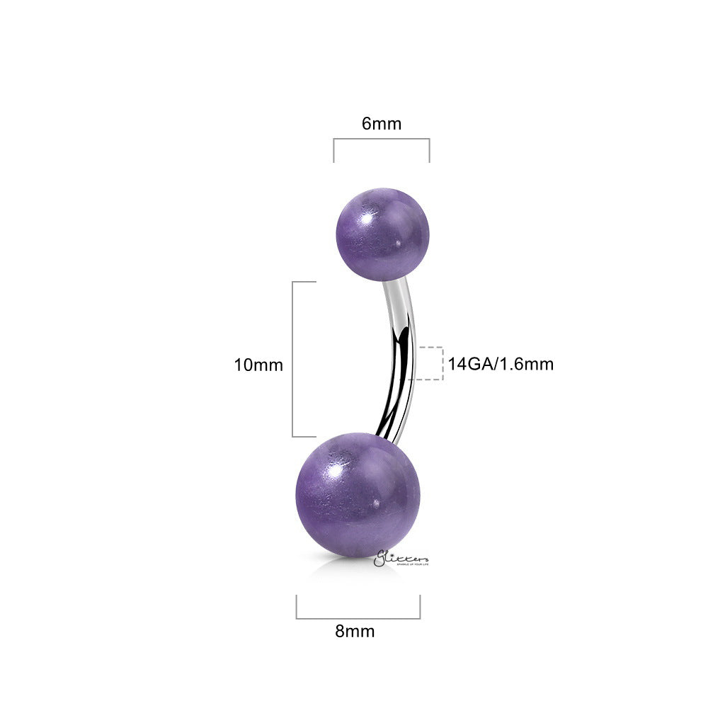 Jade Green Stone Balls Belly Button Ring-Belly Ring, Body Piercing Jewellery-bj0353s_1_5f6647bf-281c-4e0a-8f33-db27820b6549-Glitters