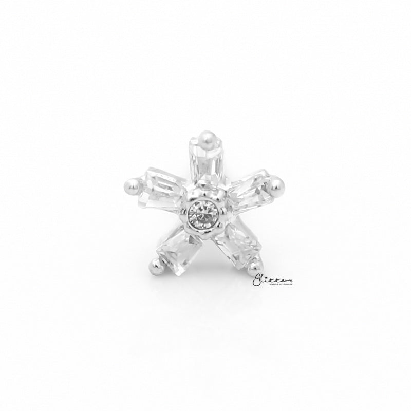 5 C.Z Square Petals Flower Tragus Cartilage Earring - Ball End | Flat Back-Body Piercing Jewellery, Cartilage, Cubic Zirconia, earrings, Flat back, Jewellery, Tragus, Women's Earrings, Women's Jewellery-cz5Squarepetalstragus-1-Glitters