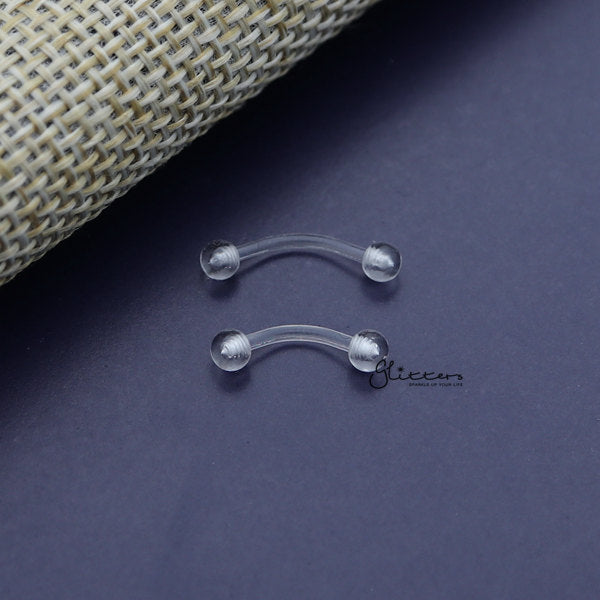 16 Gauge Curved Invisible Eyebrow Retainer with Clear Balls-Body Piercing Jewellery, Eyebrow, Invisible, Retainer-eb0003-new-Glitters