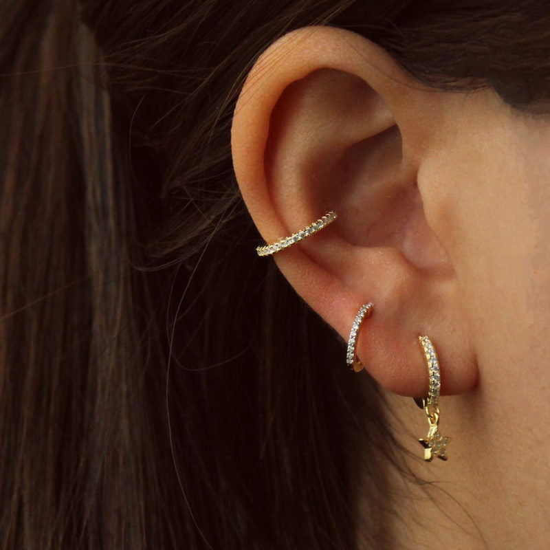 Minimalist CZ Non Pierced Ear Cuff - Silver-Body Piercing Jewellery, Cubic Zirconia, Ear Cuffs, earrings, Jewellery, Non-Pierced, Women's Earrings, Women's Jewellery-ec0099-sm-Glitters