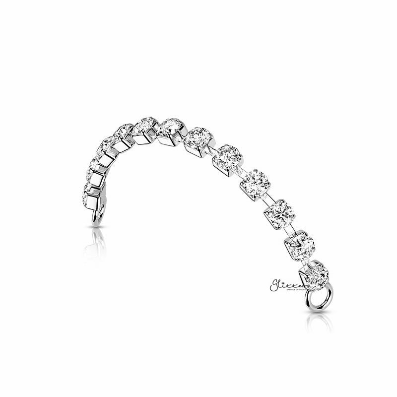 Crystal set Connector Chain - Silver-Body Jewelry Parts, Body Piercing Jewellery, Crystal, Ear Chain, Ear Cuffs, Earrings, Jewellery, Nose Piercing, Nose Piercing Jewellery, Nose Studs-ec0107-s_1-Glitters