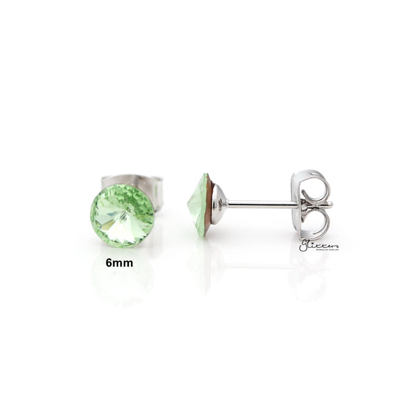 Round Crystal Stud Earrings - Green-Crystal, earrings, Jewellery, Stud Earrings, Women's Earrings, Women's Jewellery-er0590-g1_800-Glitters