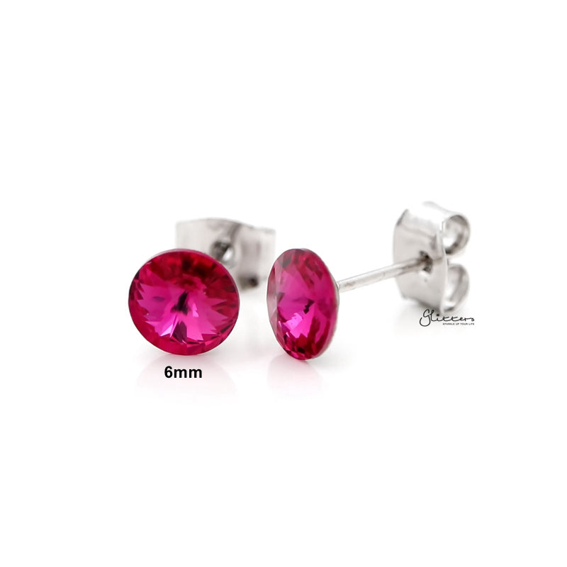 Round Crystal Stud Earrings - Hot Pink-Crystal, earrings, Jewellery, Stud Earrings, Women's Earrings, Women's Jewellery-er0590-hp_800-Glitters
