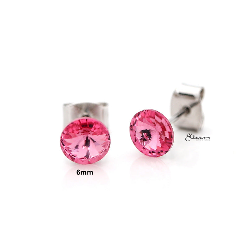 Round Crystal Round Stud Earrings - Pink-Crystal, earrings, Jewellery, Stud Earrings, Women's Earrings, Women's Jewellery-er0590-p_800-Glitters
