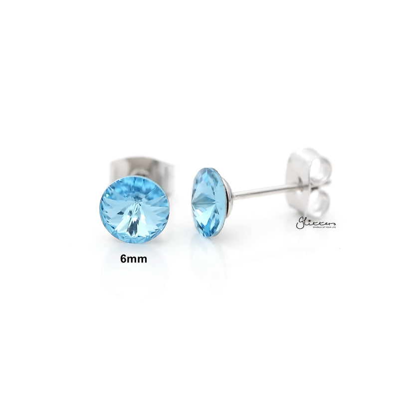Round Crystal Stud Earrings - Aqua-Crystal, earrings, Jewellery, Stud Earrings, Women's Earrings, Women's Jewellery-er0590-q1_800-Glitters