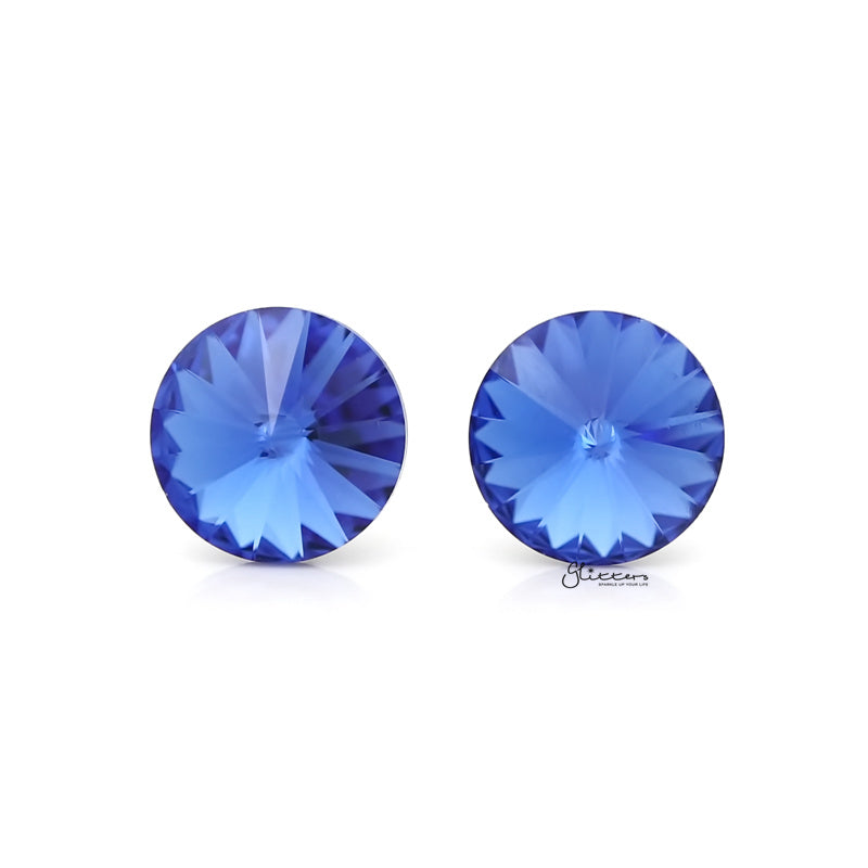 Round Crystal Stud Earrings - Blue-Crystal, earrings, Jewellery, Stud Earrings, Women's Earrings, Women's Jewellery-er0591-b_800-Glitters