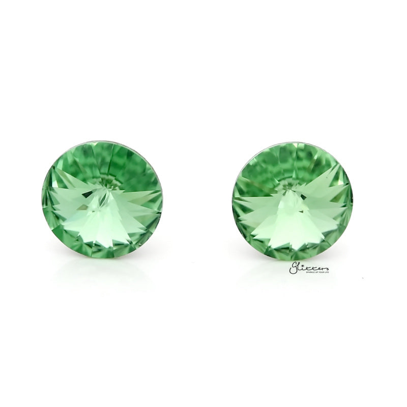 Round Crystal Stud Earrings - Green-Crystal, earrings, Jewellery, Stud Earrings, Women's Earrings, Women's Jewellery-er0591-g_800-Glitters