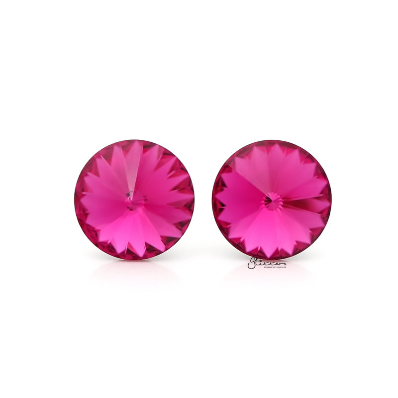Round Crystal Stud Earrings - Hot Pink-Crystal, earrings, Jewellery, Stud Earrings, Women's Earrings, Women's Jewellery-er0591-hp_800-Glitters
