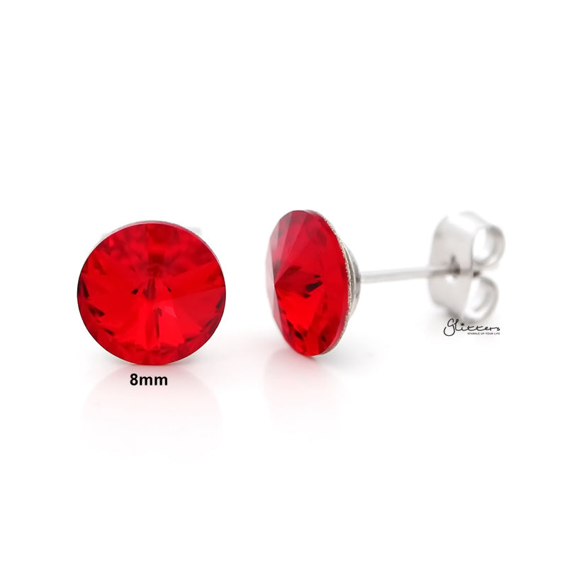 Scarlet Red Imperial Cut Crystal Stud Earrings - 8mm Square | Studemann