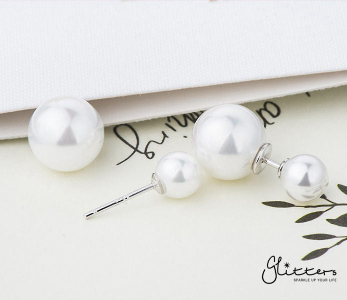 Double Sided White Round Shell Pearl with Sterling Silver Stud Earrings-earrings, Jewellery, Stud Earrings, Women's Earrings, Women's Jewellery-er1382-4-4_c388b1bb-fba0-4aba-a3c5-c215da65ef0d-Glitters