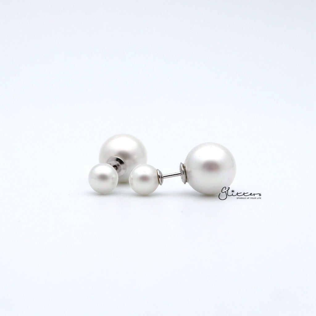 Double Sided White Round Shell Pearl with Sterling Silver Stud Earrings-earrings, Jewellery, Stud Earrings, Women's Earrings, Women's Jewellery-er1382_1000-01-Glitters