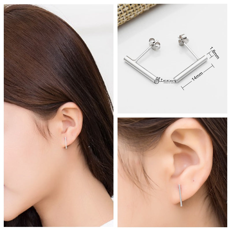 Sterling Silver Mini Bar Post Earrings - Minimal Jewelry