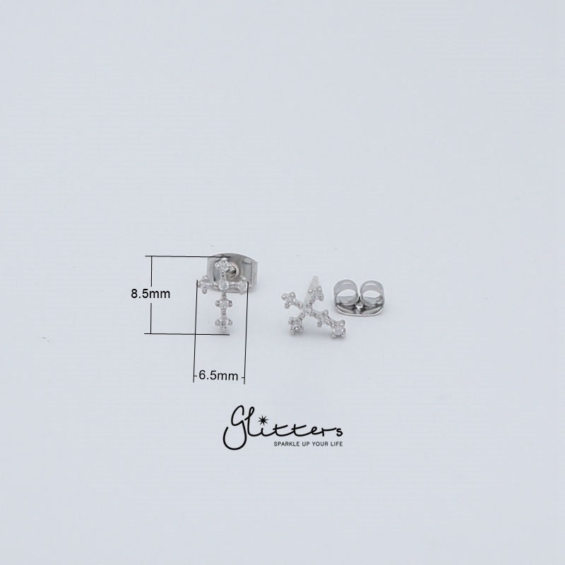Cubic Zirconia Cross Stud Earrings with Sterling Silver Post-Cubic Zirconia, earrings, Jewellery, Sterling Silver Post, Stud Earrings, Women's Earrings, Women's Jewellery-er1418_1__New-Glitters