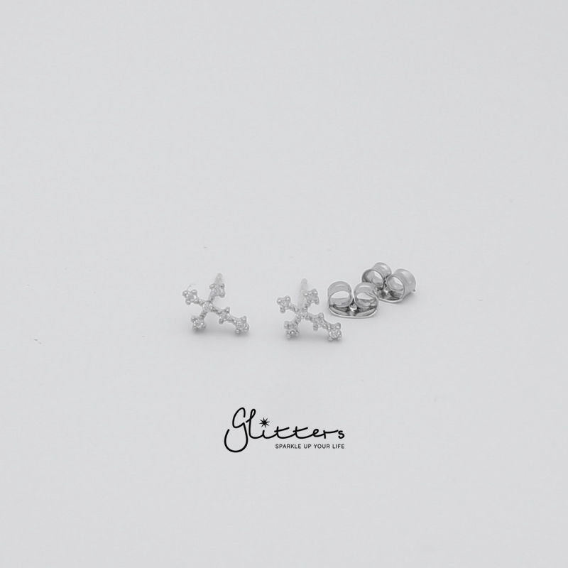 Cubic Zirconia Cross Stud Earrings with Sterling Silver Post-Cubic Zirconia, earrings, Jewellery, Sterling Silver Post, Stud Earrings, Women's Earrings, Women's Jewellery-er1418_2-Glitters