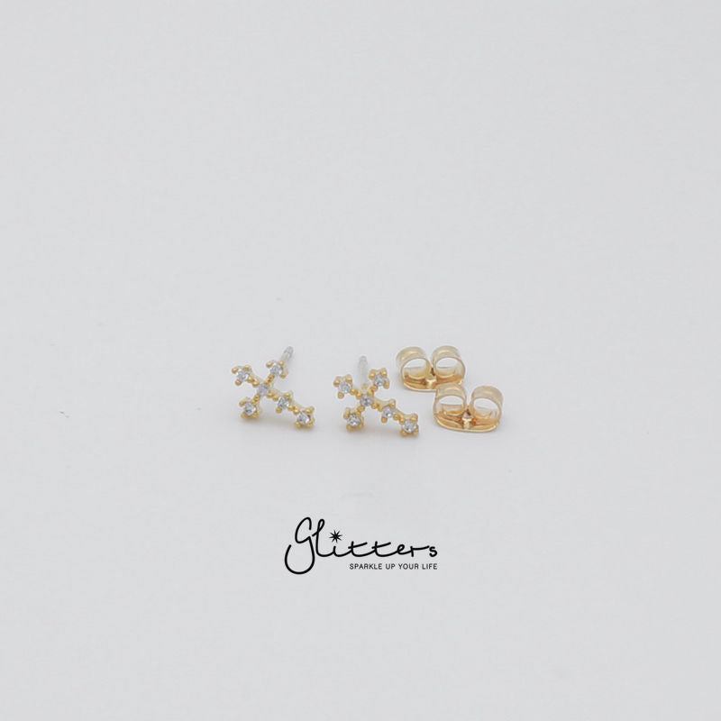 Cubic Zirconia Cross Stud Earrings with Sterling Silver Post-Cubic Zirconia, earrings, Jewellery, Sterling Silver Post, Stud Earrings, Women's Earrings, Women's Jewellery-er1418_3-Glitters