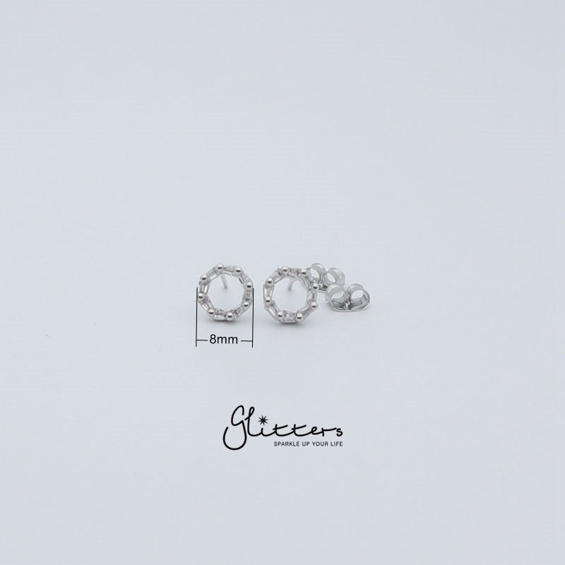 Circle Hollow Cubic Zirconia Stud Earrings with Sterling Silver Post-Cubic Zirconia, earrings, Jewellery, Sterling Silver Post, Stud Earrings, Women's Earrings, Women's Jewellery-er1419_4__New-Glitters