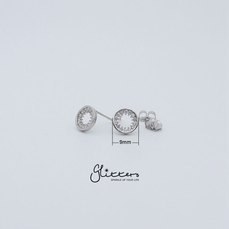 Circle Hollow Micro Cubic Zirconia Stud Earrings with Sterling Silver Post-Cubic Zirconia, earrings, Jewellery, Sterling Silver Post, Stud Earrings, Women's Earrings, Women's Jewellery-er1420_2__New-Glitters