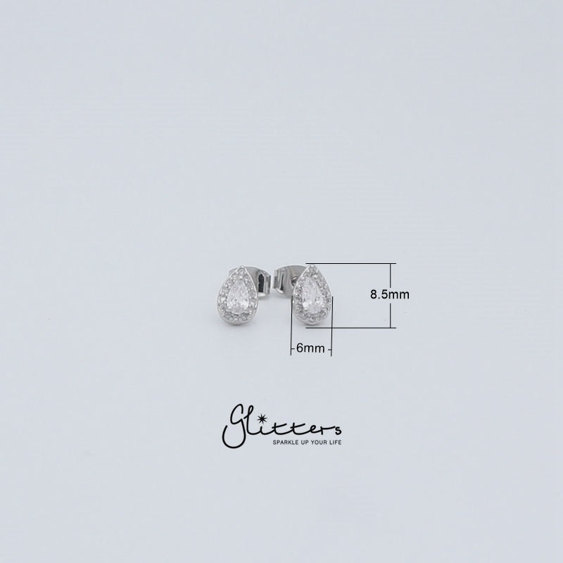 Teardrop Cubic Zirconia Stud Earrings with Sterling Silver Post-Cubic Zirconia, earrings, Jewellery, Sterling Silver Post, Stud Earrings, Women's Earrings, Women's Jewellery-er1424_3__New-Glitters