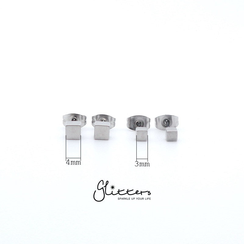 Stainless Steel Cube Stud Earrings-3mm | 4mm-earrings, Jewellery, Men's Earrings, Men's Jewellery, Stainless Steel, Stud Earrings, Women's Earrings-er1427-w-1_New-Glitters