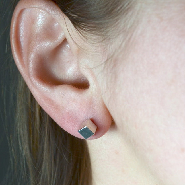 Stainless Steel Cube Stud Earrings-3mm | 4mm-earrings, Jewellery, Men's Earrings, Men's Jewellery, Stainless Steel, Stud Earrings, Women's Earrings-er1427_3-Glitters