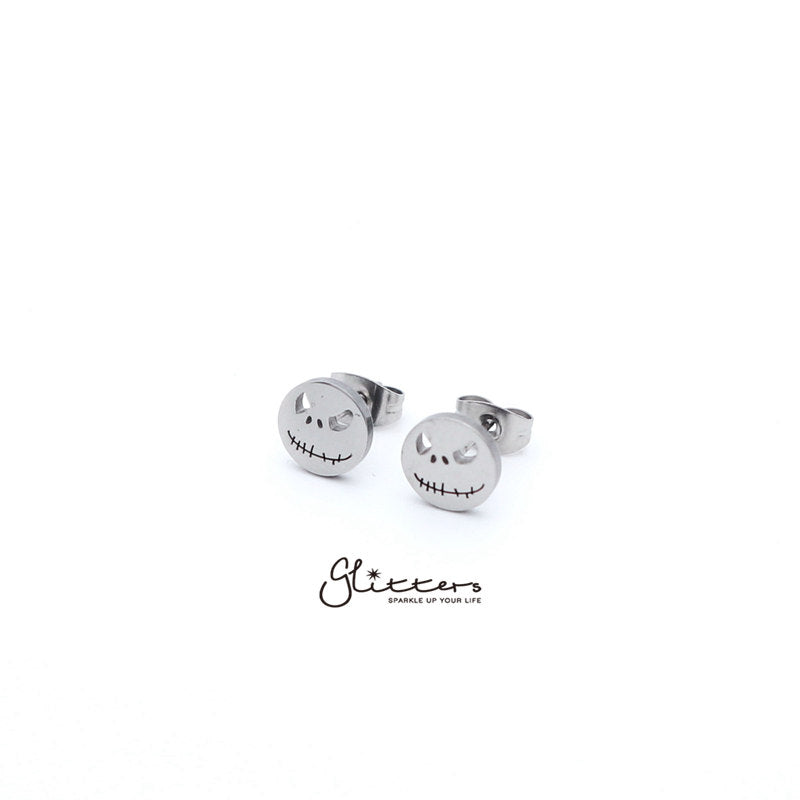 Stainless Steel Jack Skellington Face Stud Earrings-Silver | Gold | Black-earrings, Jewellery, Men's Earrings, Men's Jewellery, Stainless Steel, Stud Earrings, Women's Earrings, Women's Jewellery-er1432-2-Glitters