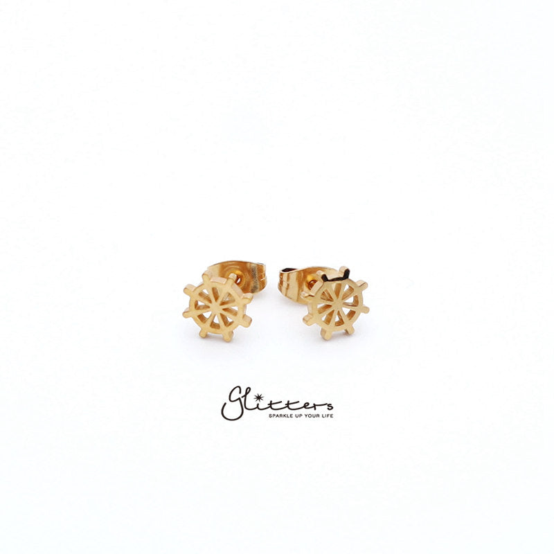 Stainless Steel Rudder Stud Earrings-Silver | Gold | Black-earrings, Jewellery, Men's Earrings, Men's Jewellery, Stainless Steel, Stud Earrings, Women's Earrings, Women's Jewellery-er1433-1-Glitters